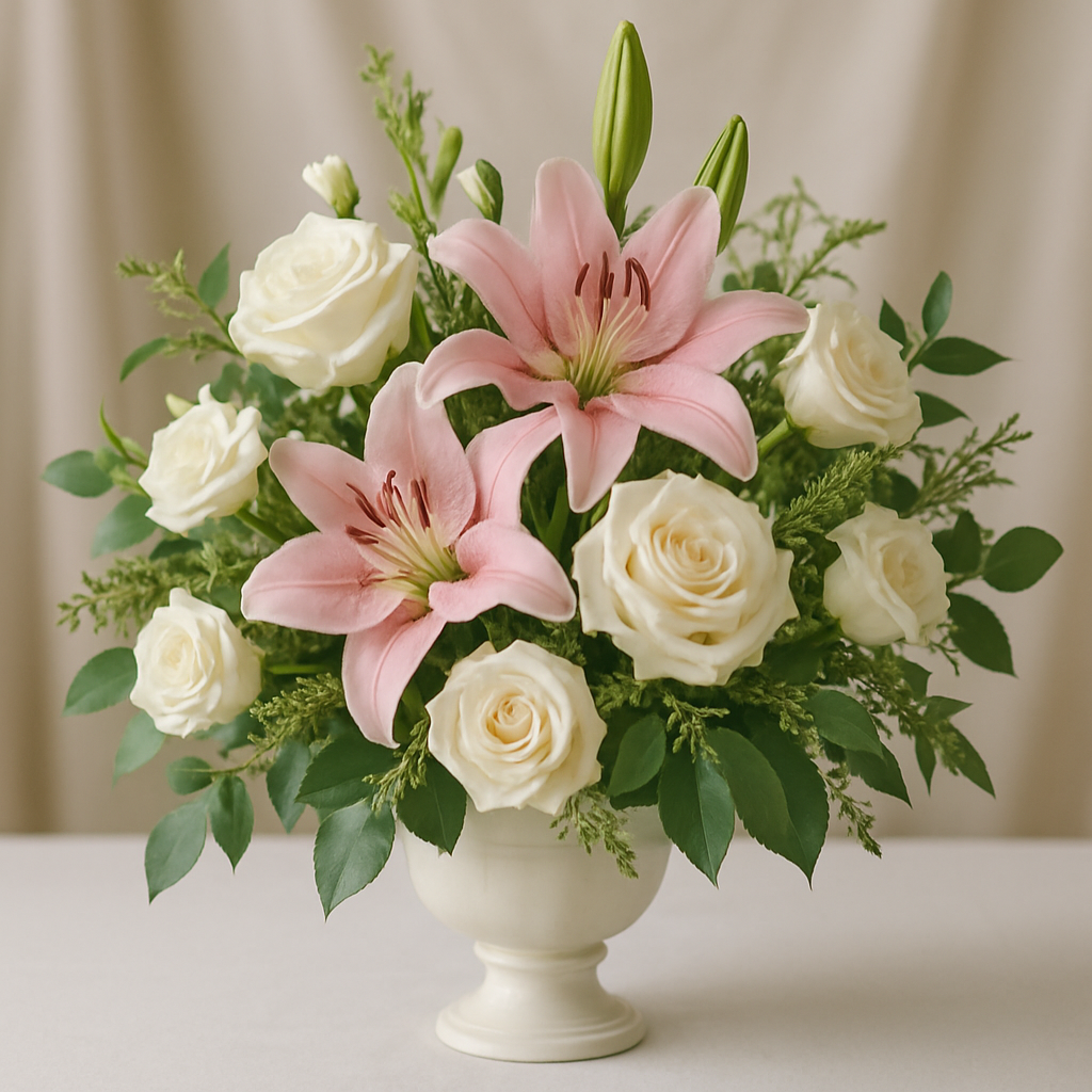 A sophisticated mixed flower arrangement